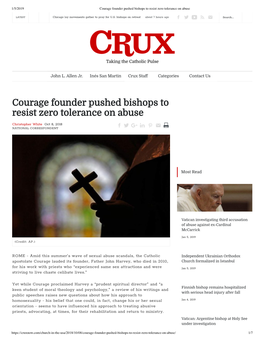 Courage Founder Pushed Bishops to Resist Zero Tolerance on Abuse