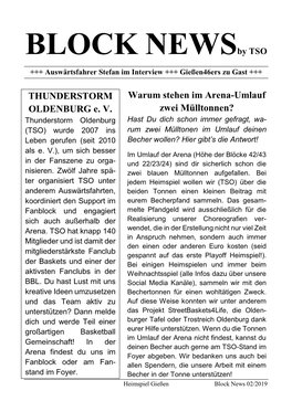 BLOCK Newsby TSO +++ Auswärtsfahrer Stefan Im Interview +++ Gießen46ers Zu Gast +++