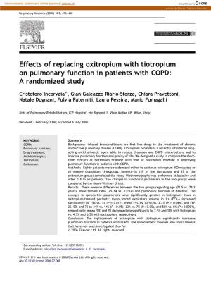 Effects of Replacing Oxitropium with Tiotropium on Pulmonary Function in Patients with COPD: a Randomized Study