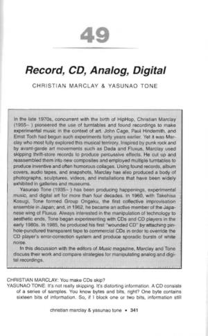 Record, CD, Analog, Digital