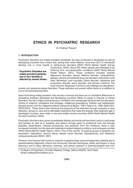 Ethics in Psychiatric Reserach