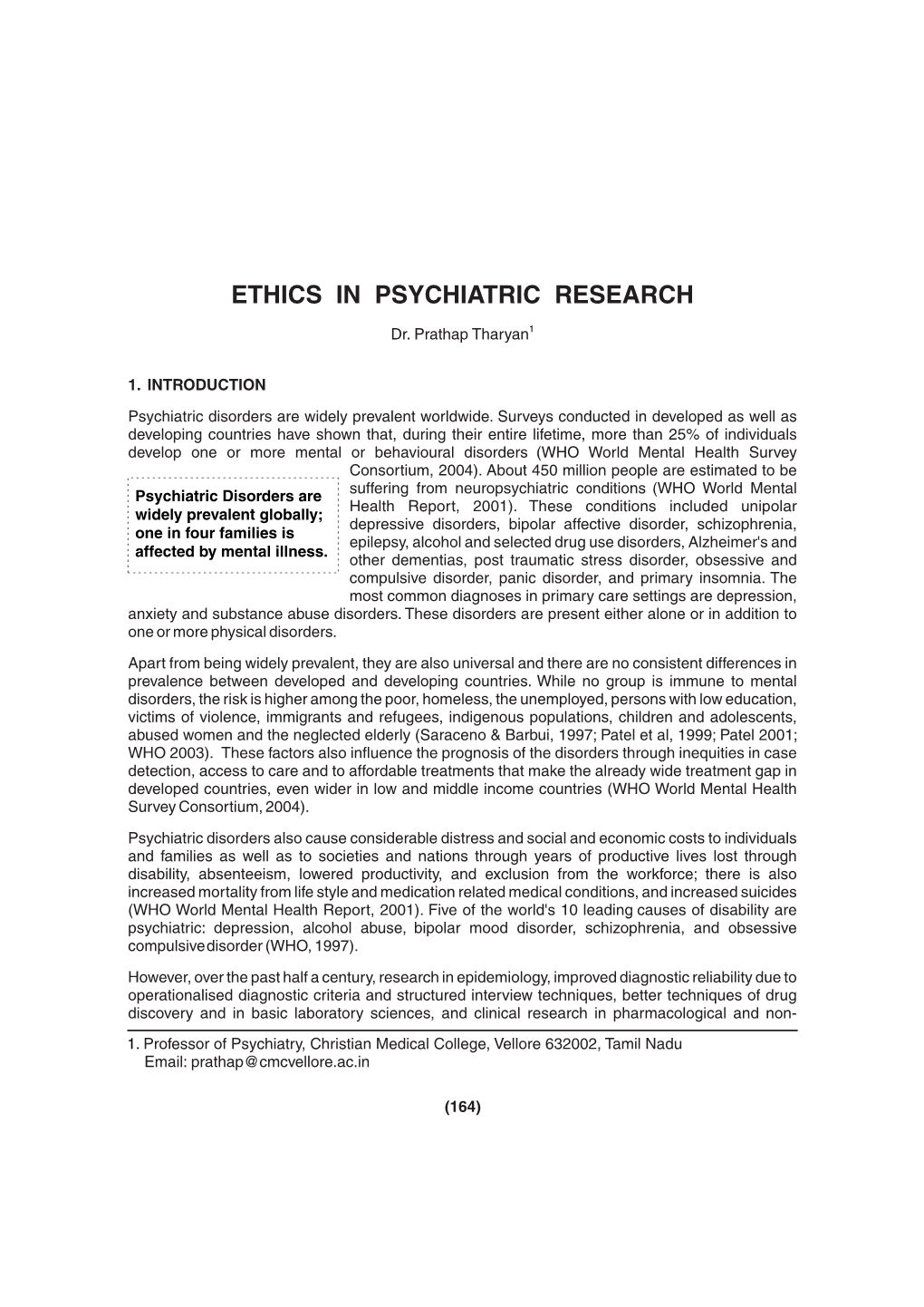 Ethics in Psychiatric Reserach