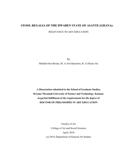 STOOL REGALIA of the DWABEN STATE of ASANTE (GHANA).Pdf