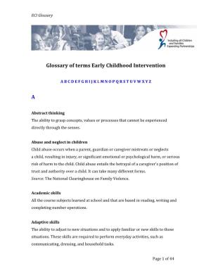 Glossary of Terms Early Childhood Intervention A