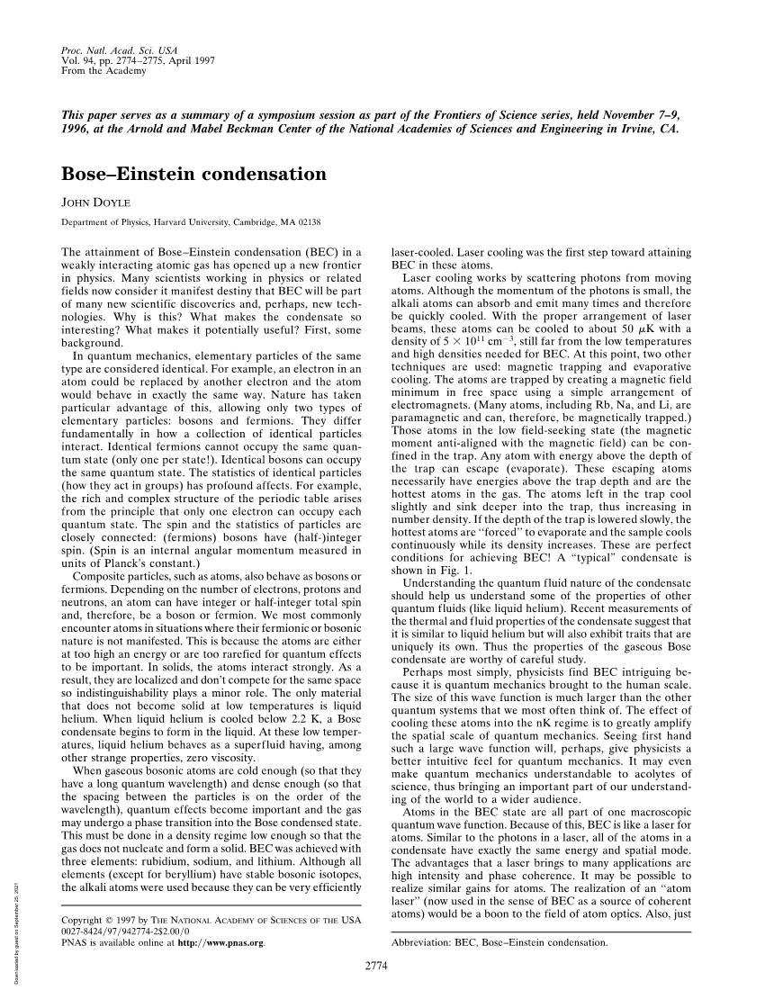Bose–Einstein Condensation