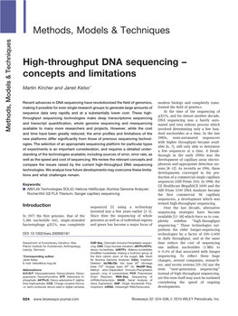 Highthroughput DNA Sequencing Concepts and Limitations