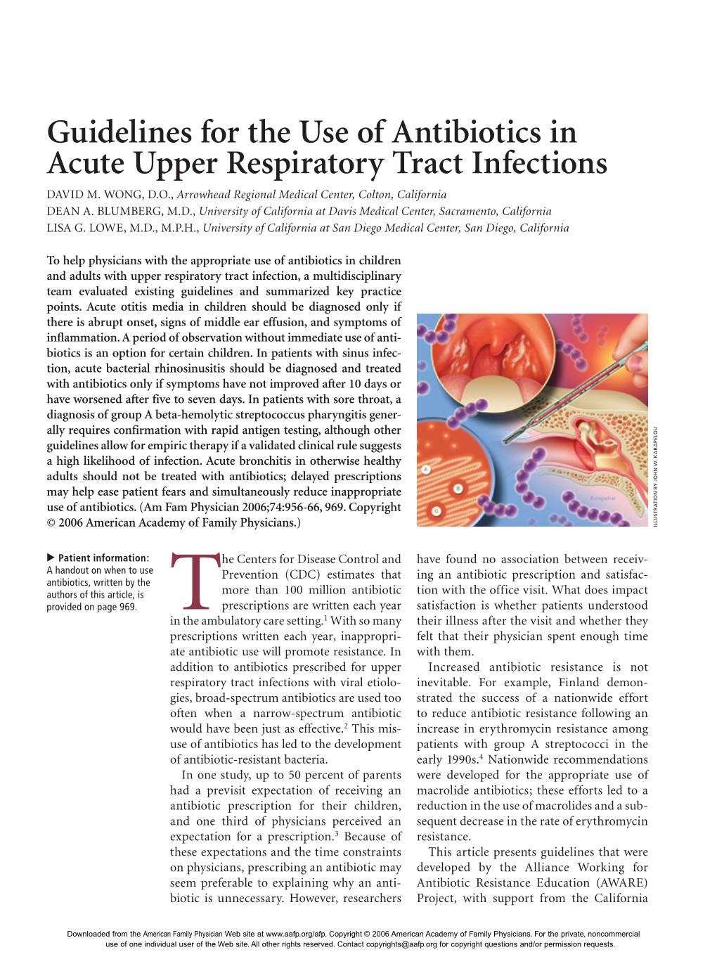 Guidelines for the Use of Antibiotics in Acute Upper Respiratory Tract Infections DAVID M
