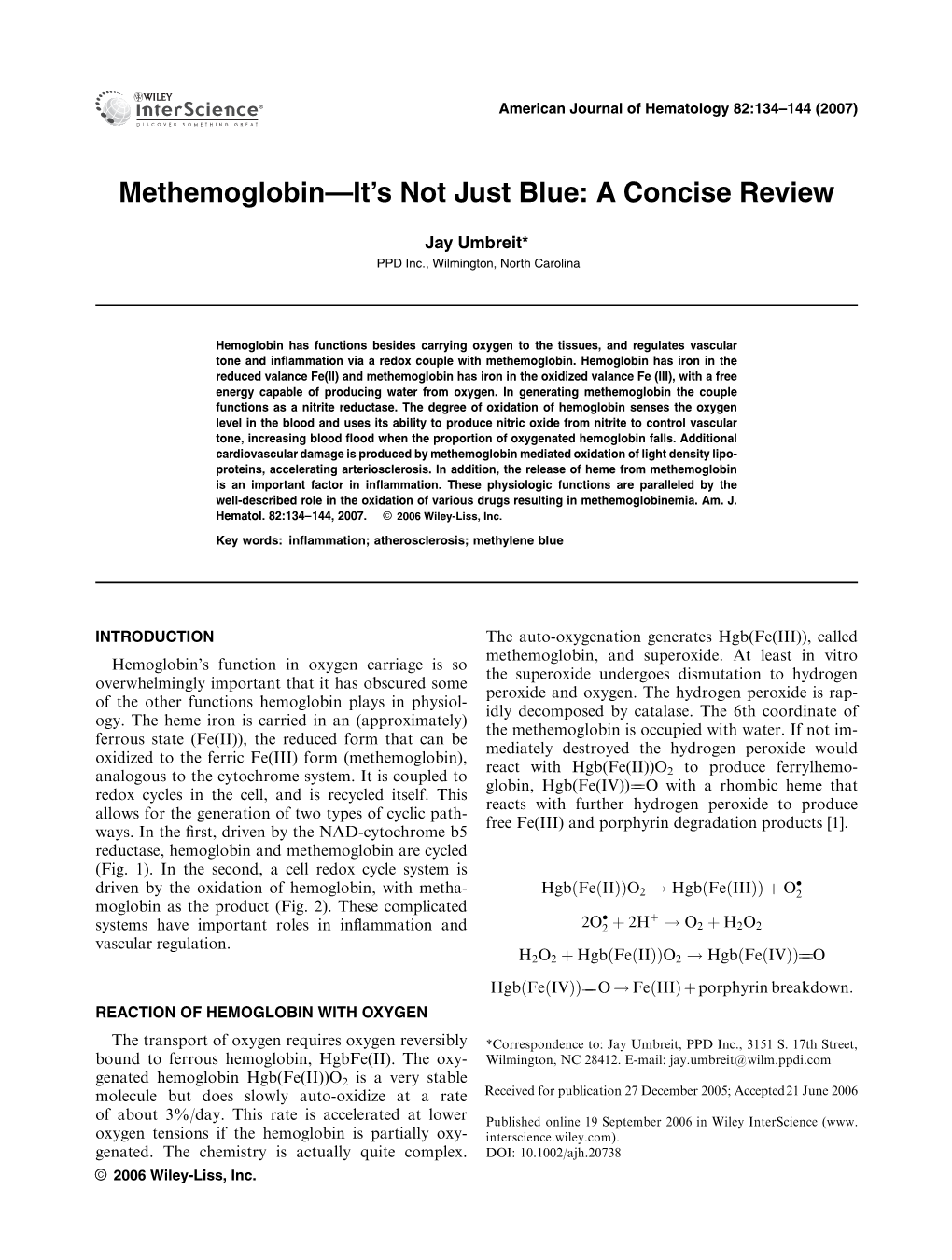 Methemoglobin-It's Not Just Blue: a Concise Review