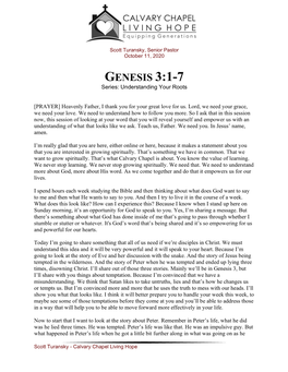 GENESIS 3:1-7 Series: Understanding Your Roots