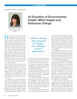 An Evolution of Environmental Health: NEHA Adapts and Embraces Change