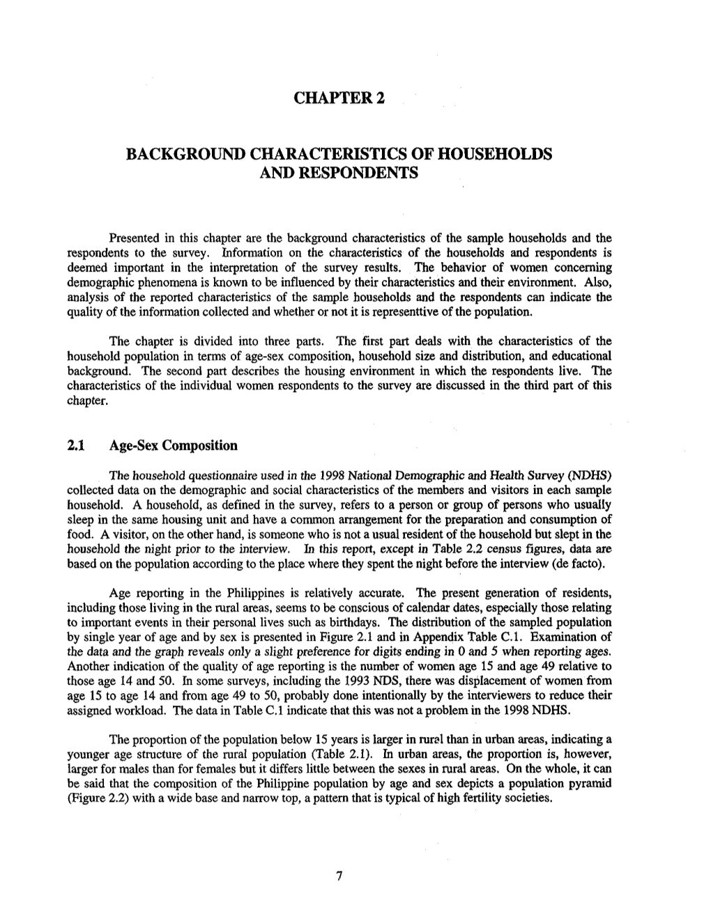 Chapter 2 Background Characteristics of Households and Respondents