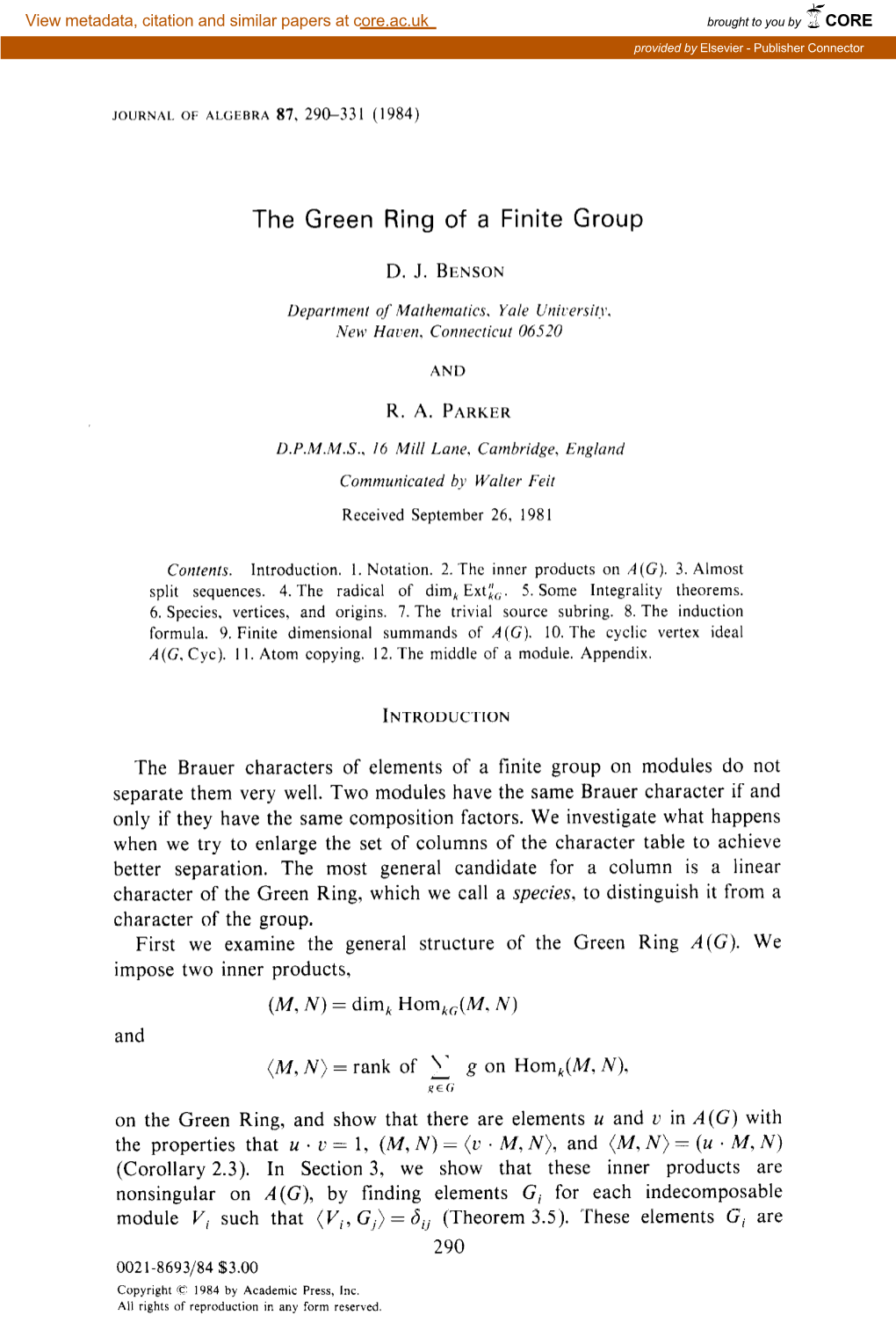 The Green Ring of a Finite Group