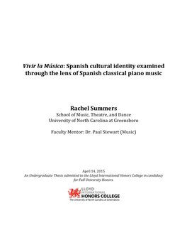 Spanish Cultural Identity Examined Through the Lens of Spanish Classical Piano Music