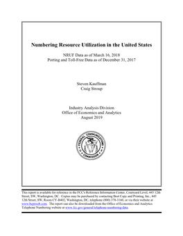 Numbering Resource Utilization in the United States