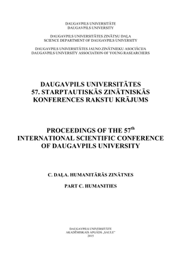 Daugavpils Universitātes 57. Starptautiskās Zinātniskās Konferences Rakstu Krājums. C