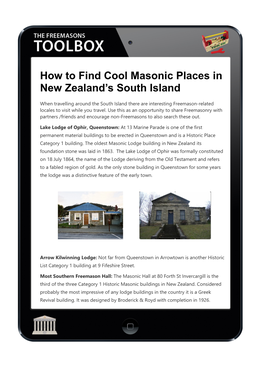 How to Find Cool Masonic Places in New Zealand's South Island