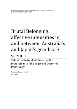 Affective Intensities In, and Between, Australia's and Japan's Grindcore Scenes