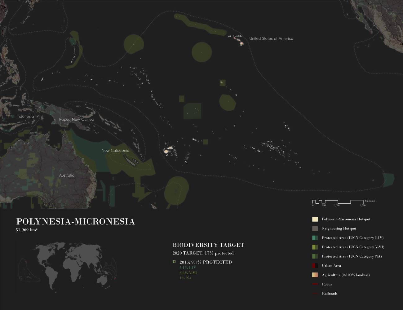POLYNESIA-MICRONESIA Polynesia-Micronesia Hotspot 51,969 Km2 Neighboring Hotspot Protected Area (IUCN Category I-IV)