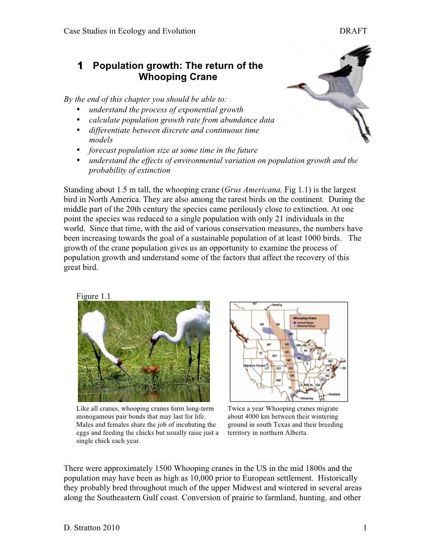 1 Population Growth: the Return of the Whooping Crane