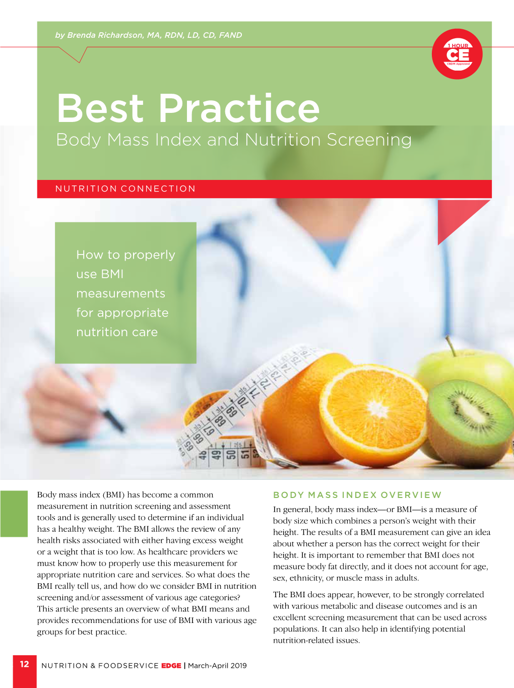 Best Practice: Body Mass Index and Nutrition Screening