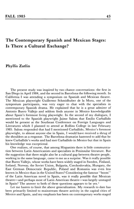 The Contemporary Spanish and Mexican Stages: Is There a Cultural Exchange?