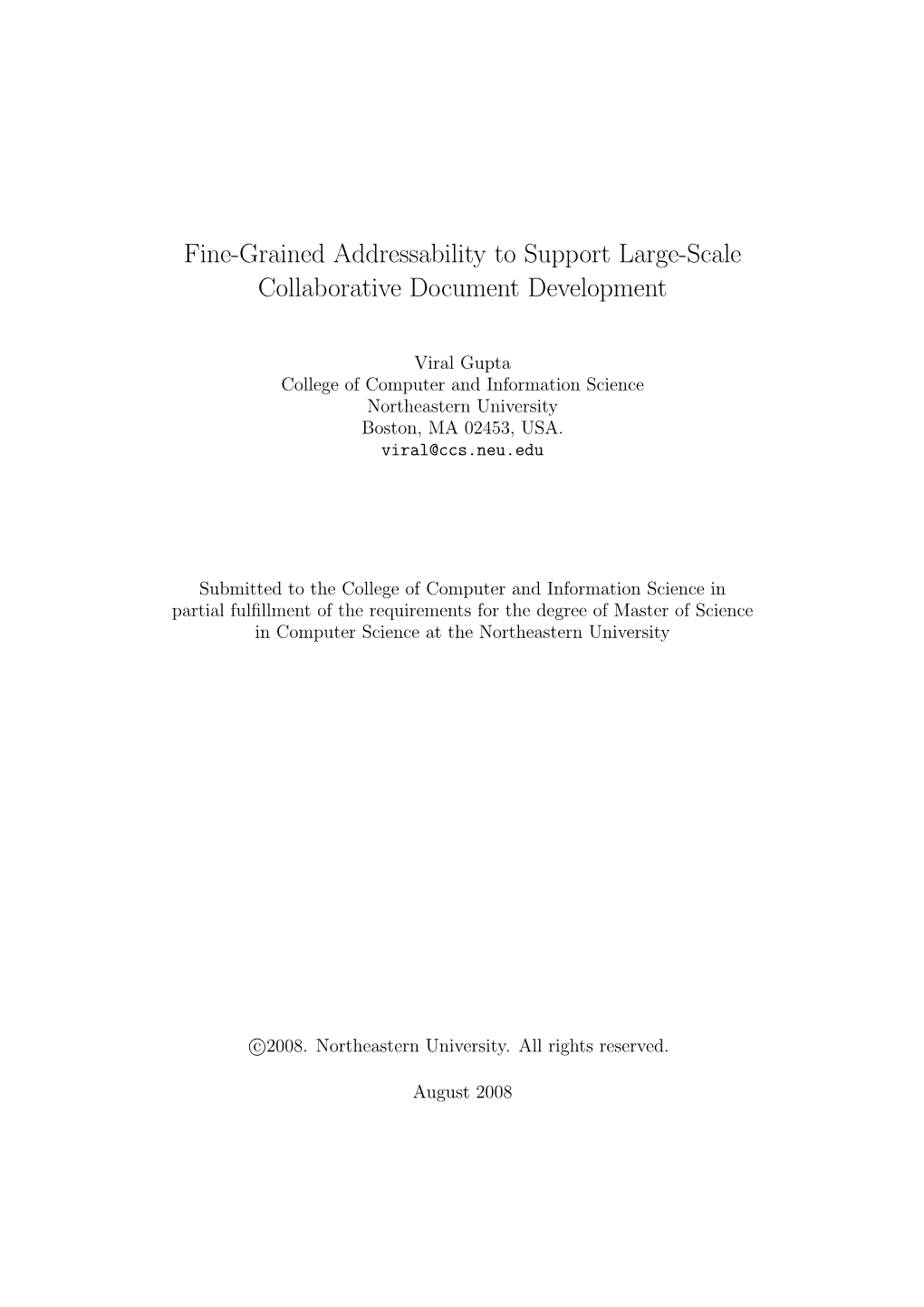 Fine-Grained Addressability to Support Large-Scale Collaborative Document Development