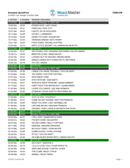 Schedule Quickprint TKRN-FM