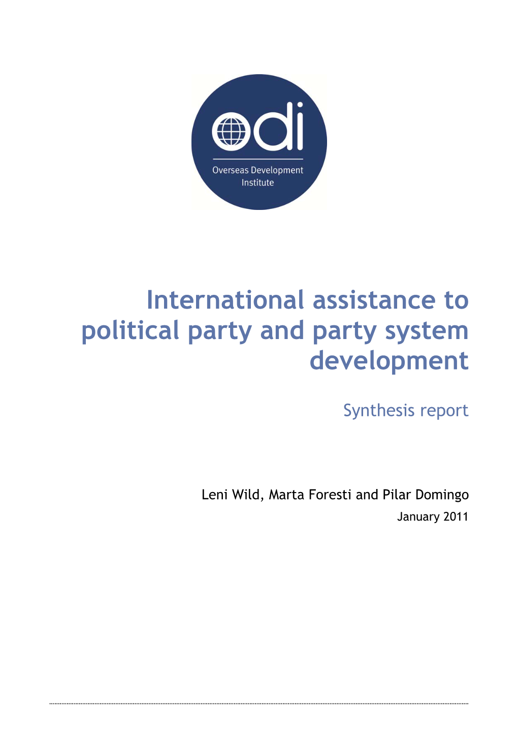 International Assistance to Political Party and Party System Development