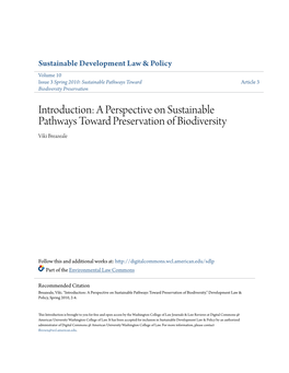 A Perspective on Sustainable Pathways Toward Preservation of Biodiversity Viki Breazeale