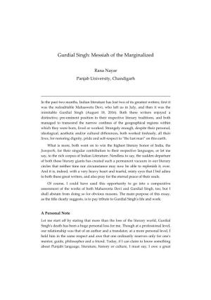 Gurdial Singh: Messiah of the Marginalized