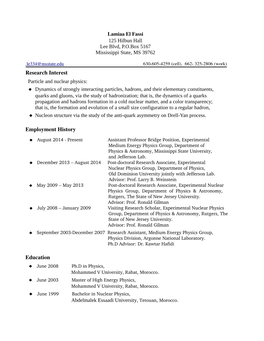 Research Interest Employment History Education