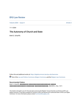 The Autonomy of Church and State