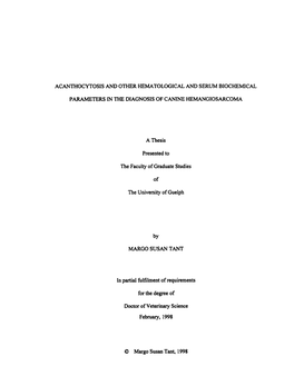 Acanthocytosis and Other Hematological and Serum Biochemical