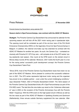 Press Release 27 November 2020