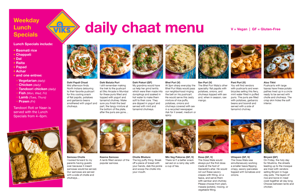 Daily Chaat Menu