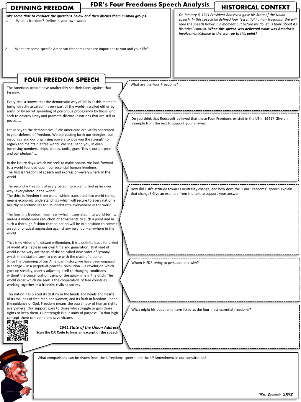 FDR's Four Freedoms Speech Analysis FOUR FREEDOM SPEECH DEFINING FREEDOM HISTORICAL CONTEXT