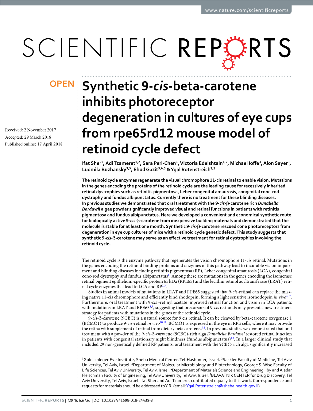 Synthetic 9-Cis-Beta-Carotene Inhibits Photoreceptor Degeneration In