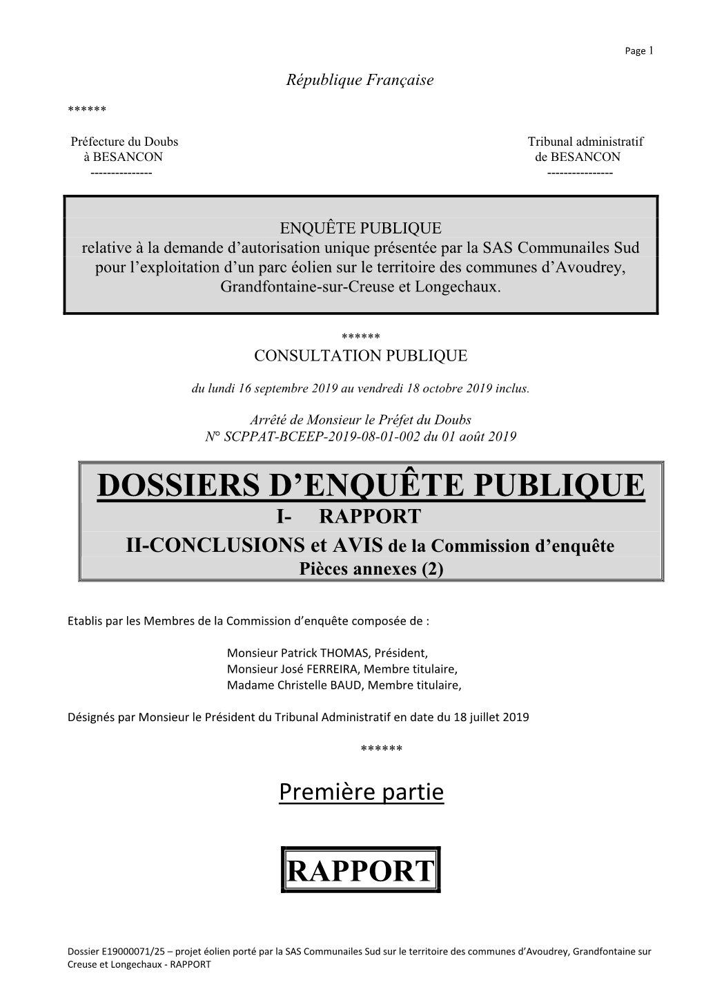 Rapport De La Commission D'enquête