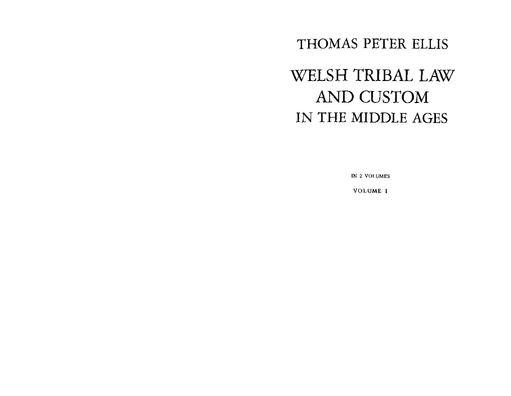 Welsh Tribal Law and Custom in the Middle Ages