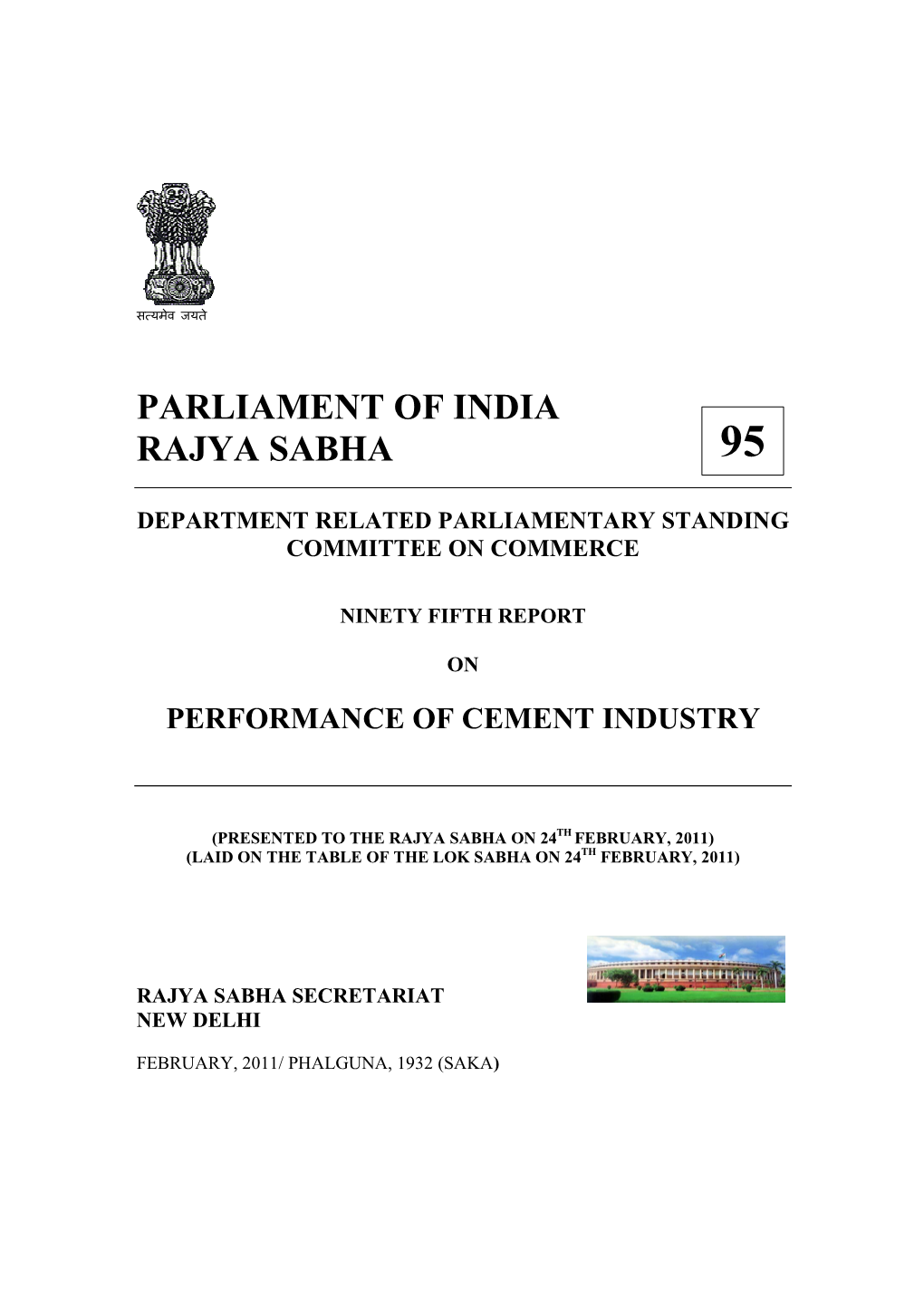 95Th Report on Performance of Cement Industry