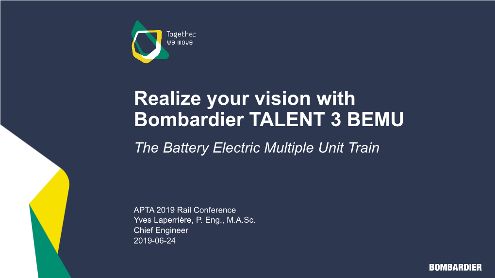 Realize Your Vision with Bombardier TALENT 3 BEMU the Battery Electric Multiple Unit Train