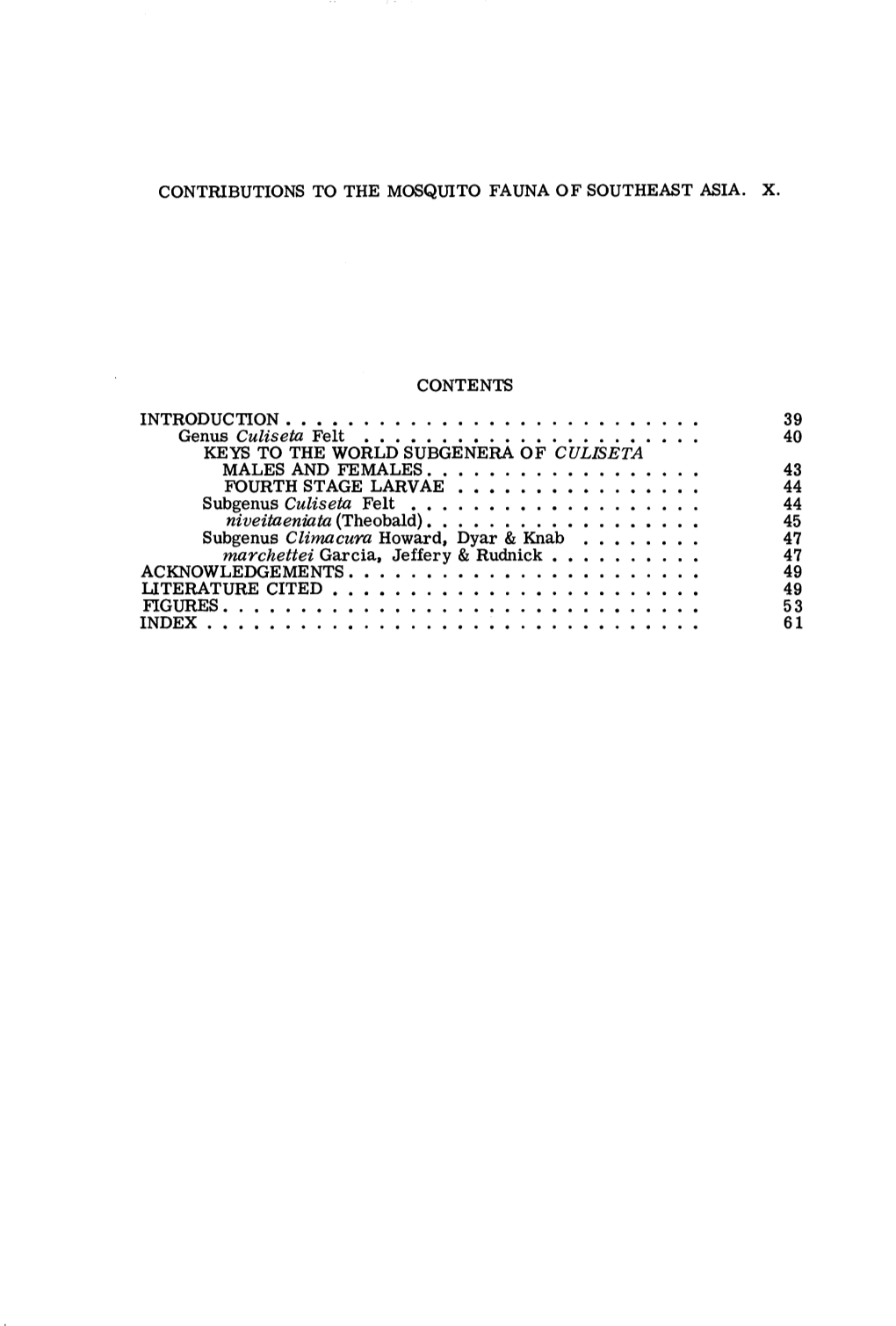 Contributions to the Mosquito Fauna of Southeast Asia. X. the Genus