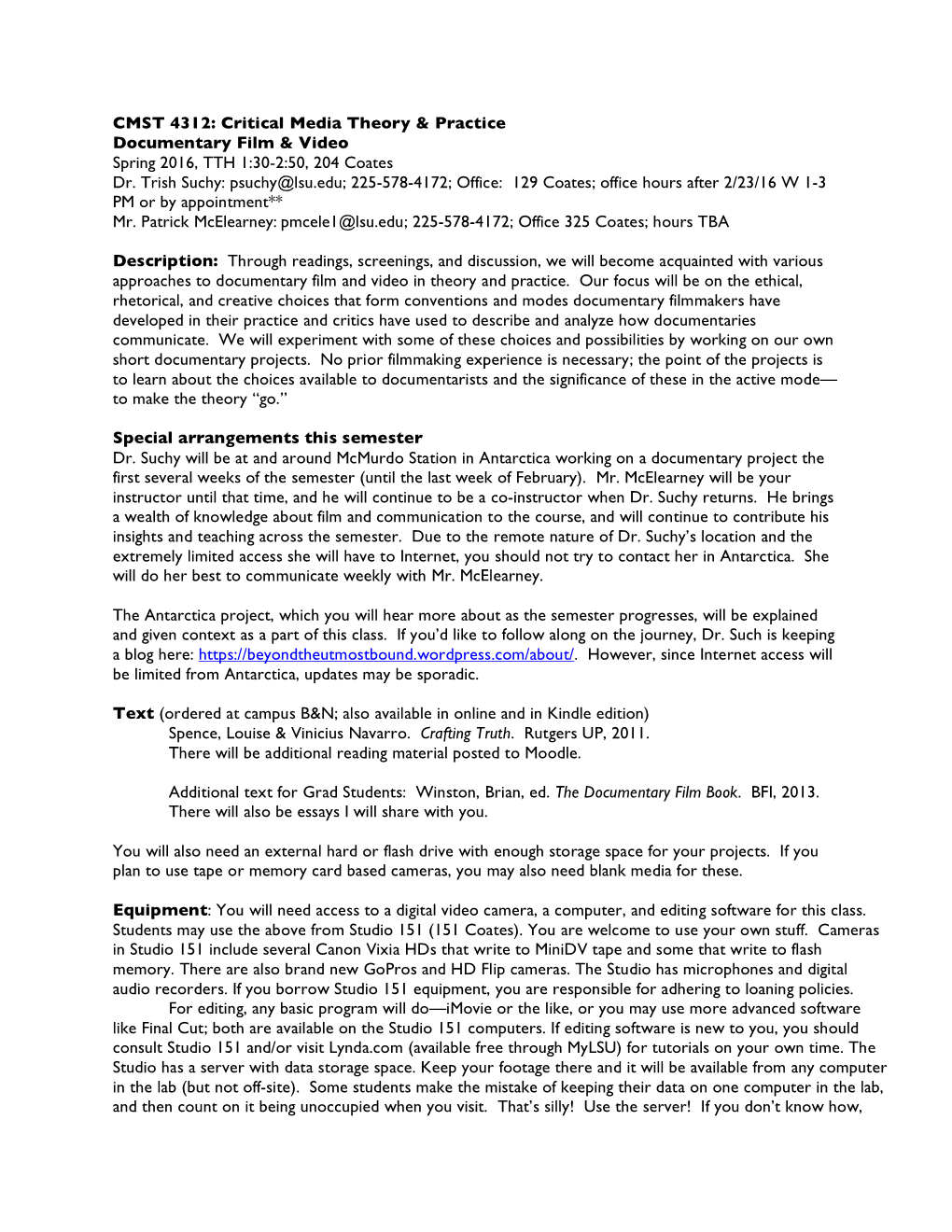 CMST 4312 Sp 2016 Syllabus