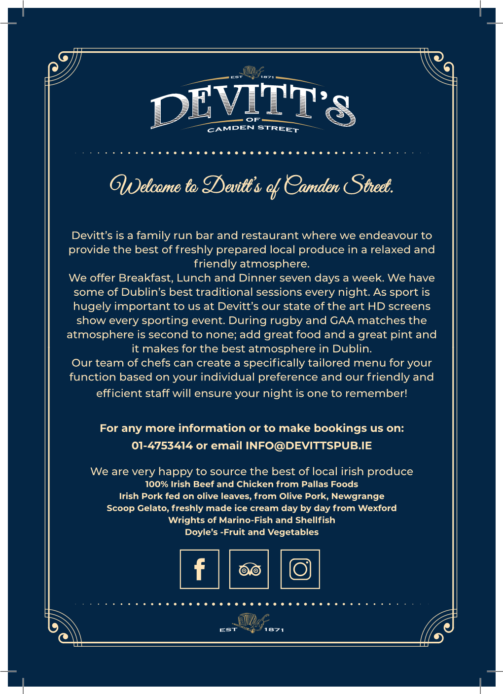 Welcome to Devitt's of Camden Street