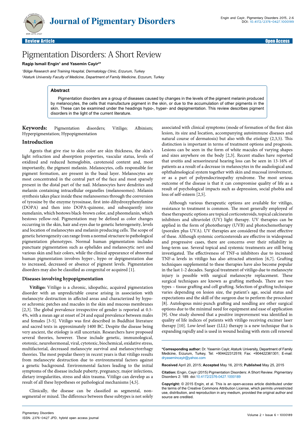 Pigmentation Disorders