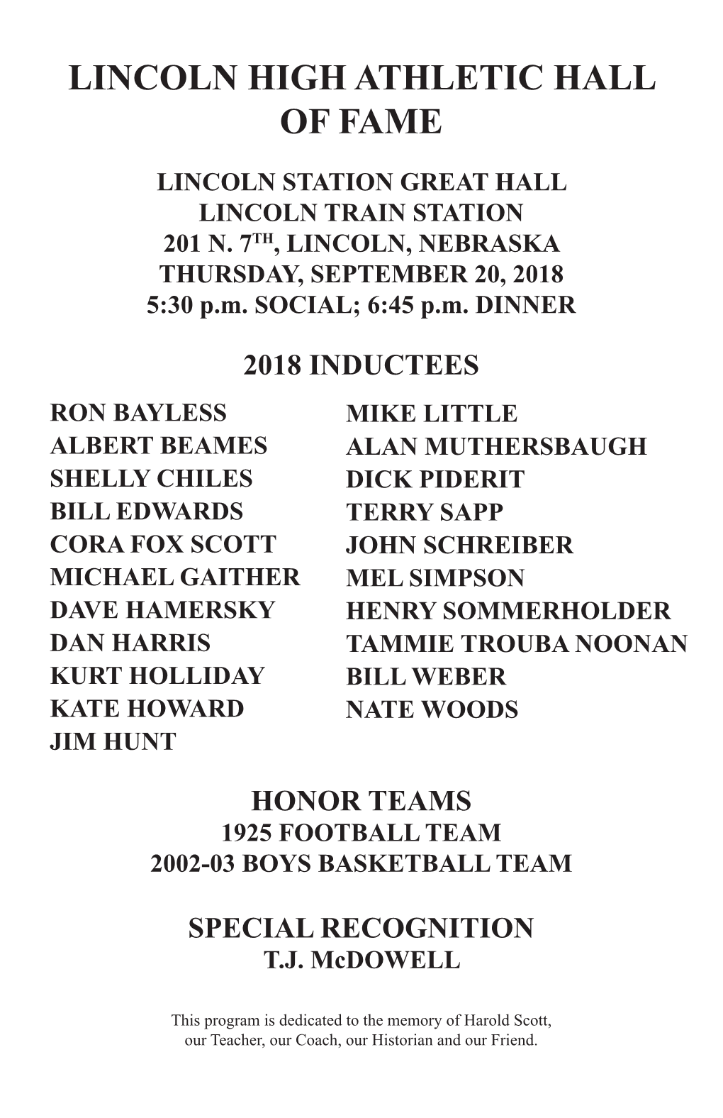 Lincoln High Athletic Hall of Fame