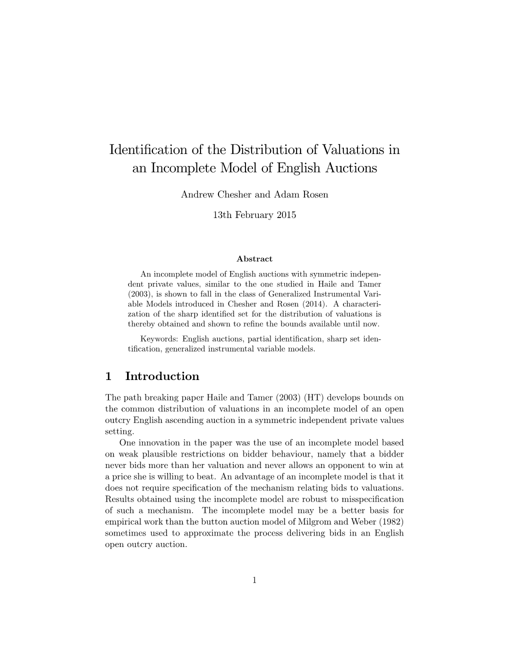 Identification of the Distribution of Valuations in An