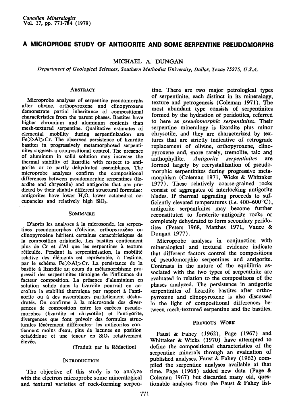 A Migroprobe Study of Antigorite and Some