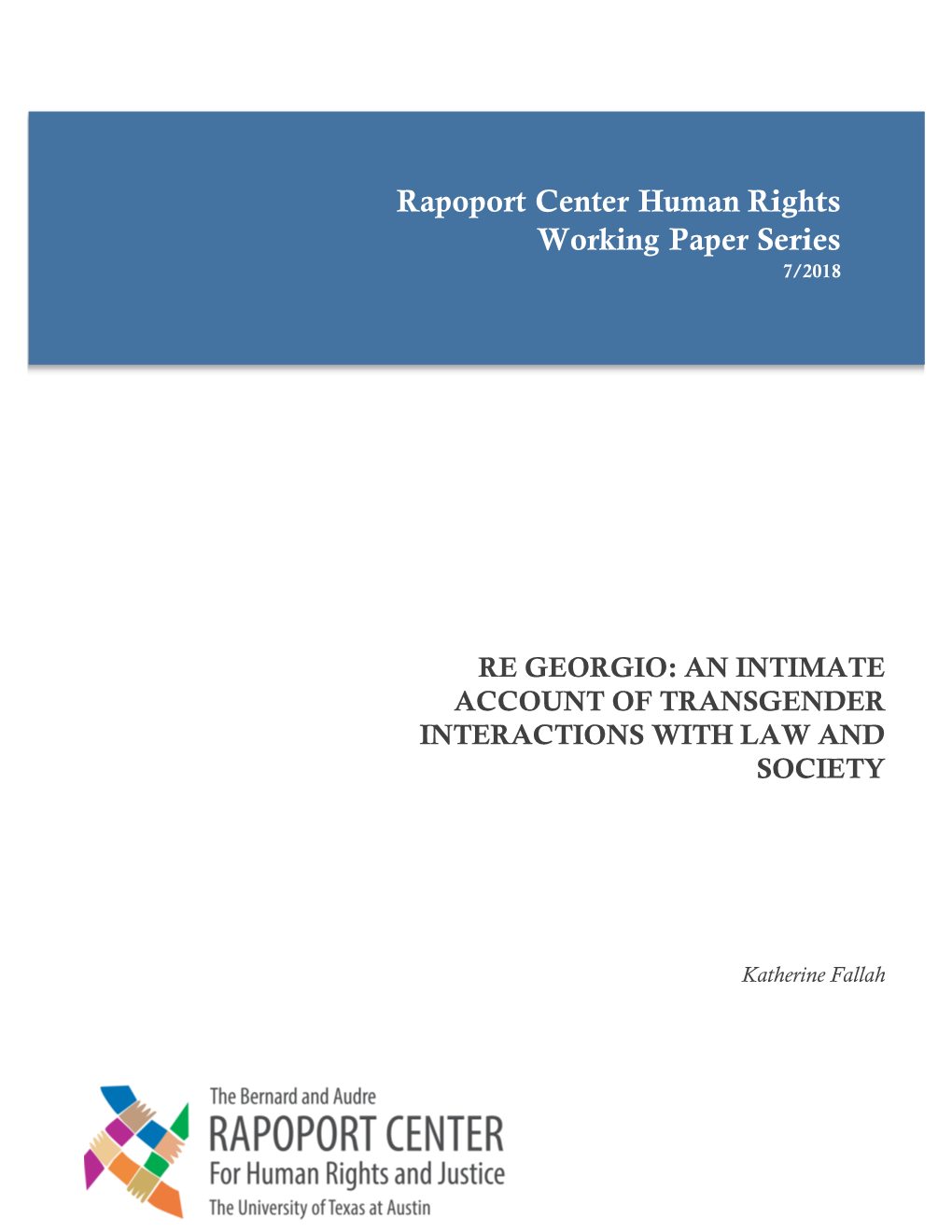 Rapoport Center Human Rights Working Paper Series 7/2018