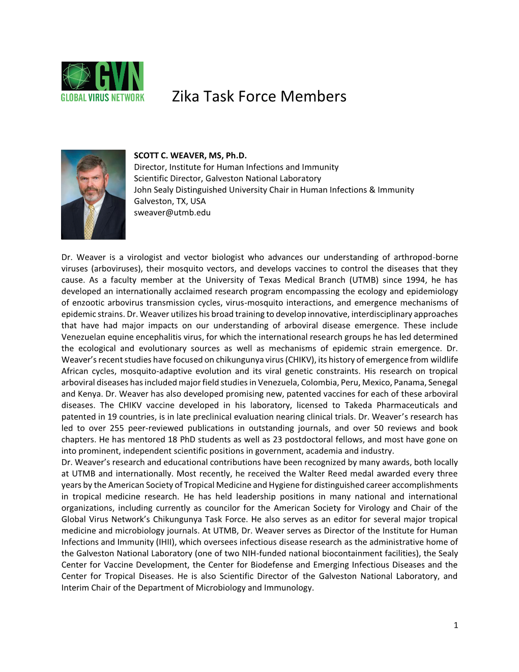 Zika Task Force Members